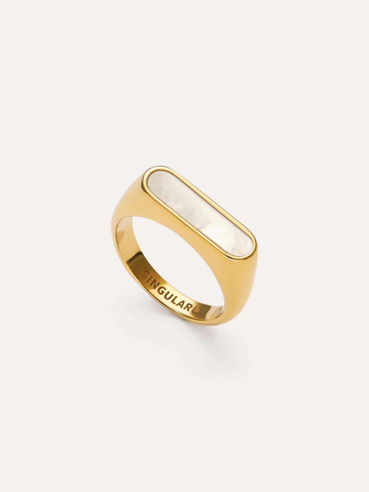 Anillo Proa Nácar Acero Baño Oro