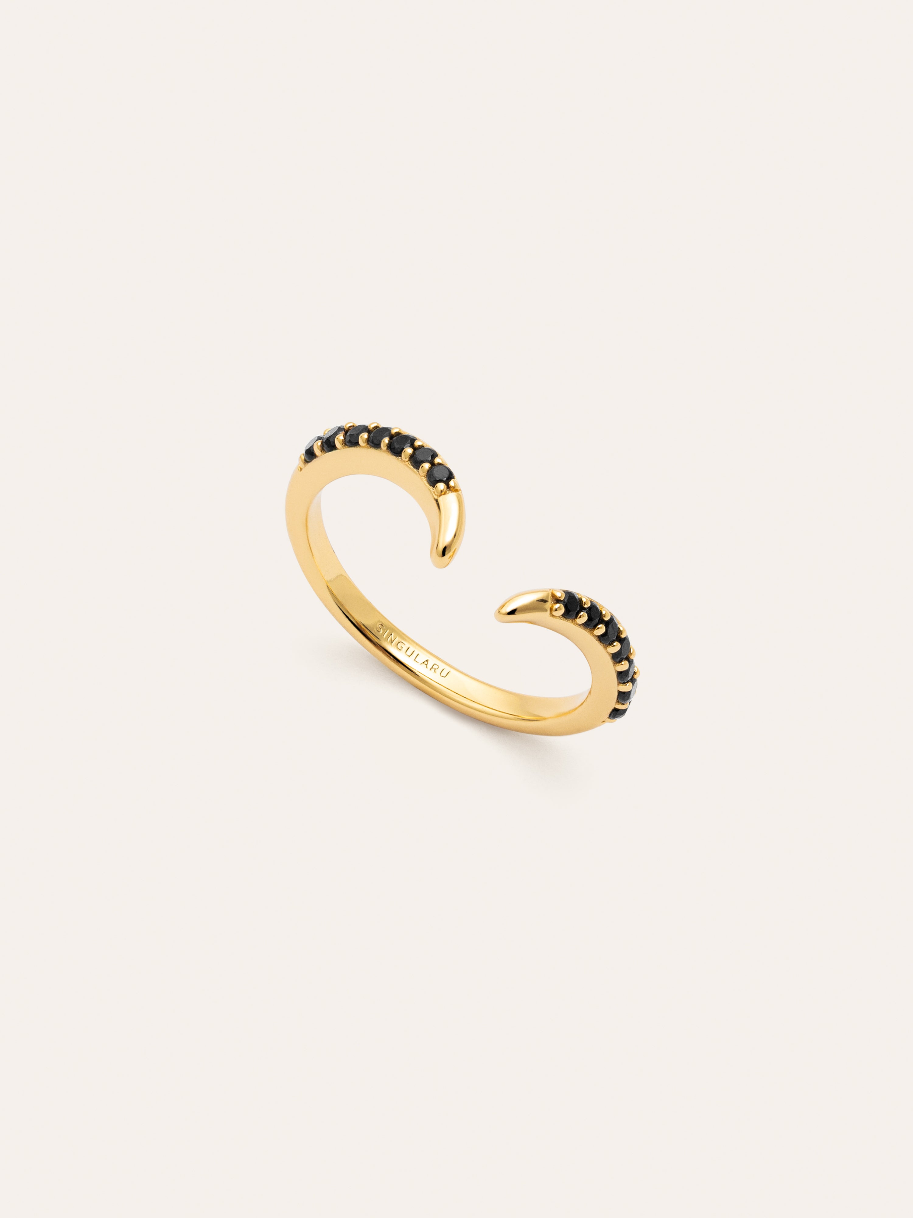 Peak Scarlett Black Ring Silber, vergoldet