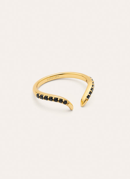 Peak Scarlett Black Ring Silber, vergoldet
