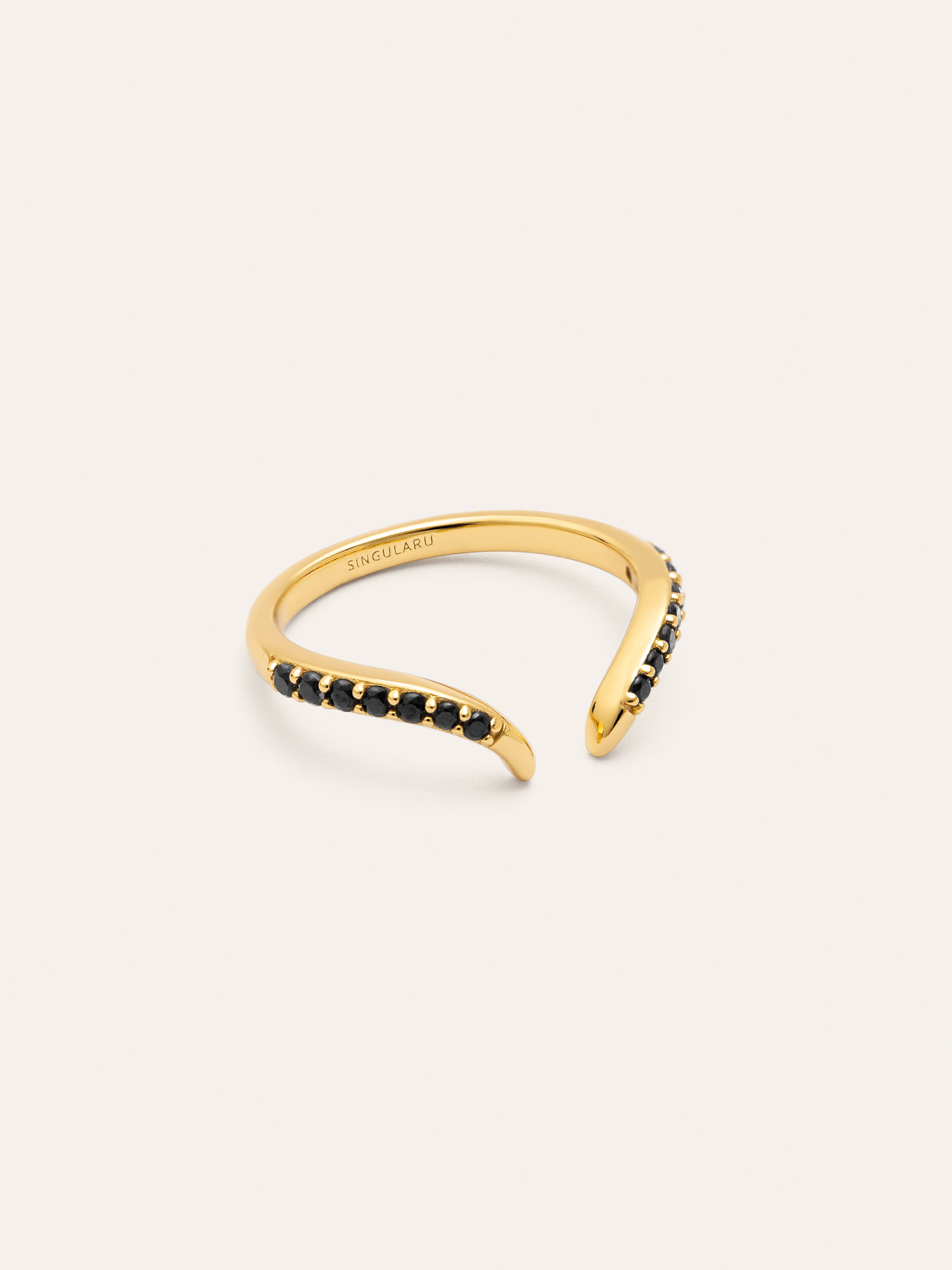 Peak Scarlett Black Ring Silber, vergoldet
