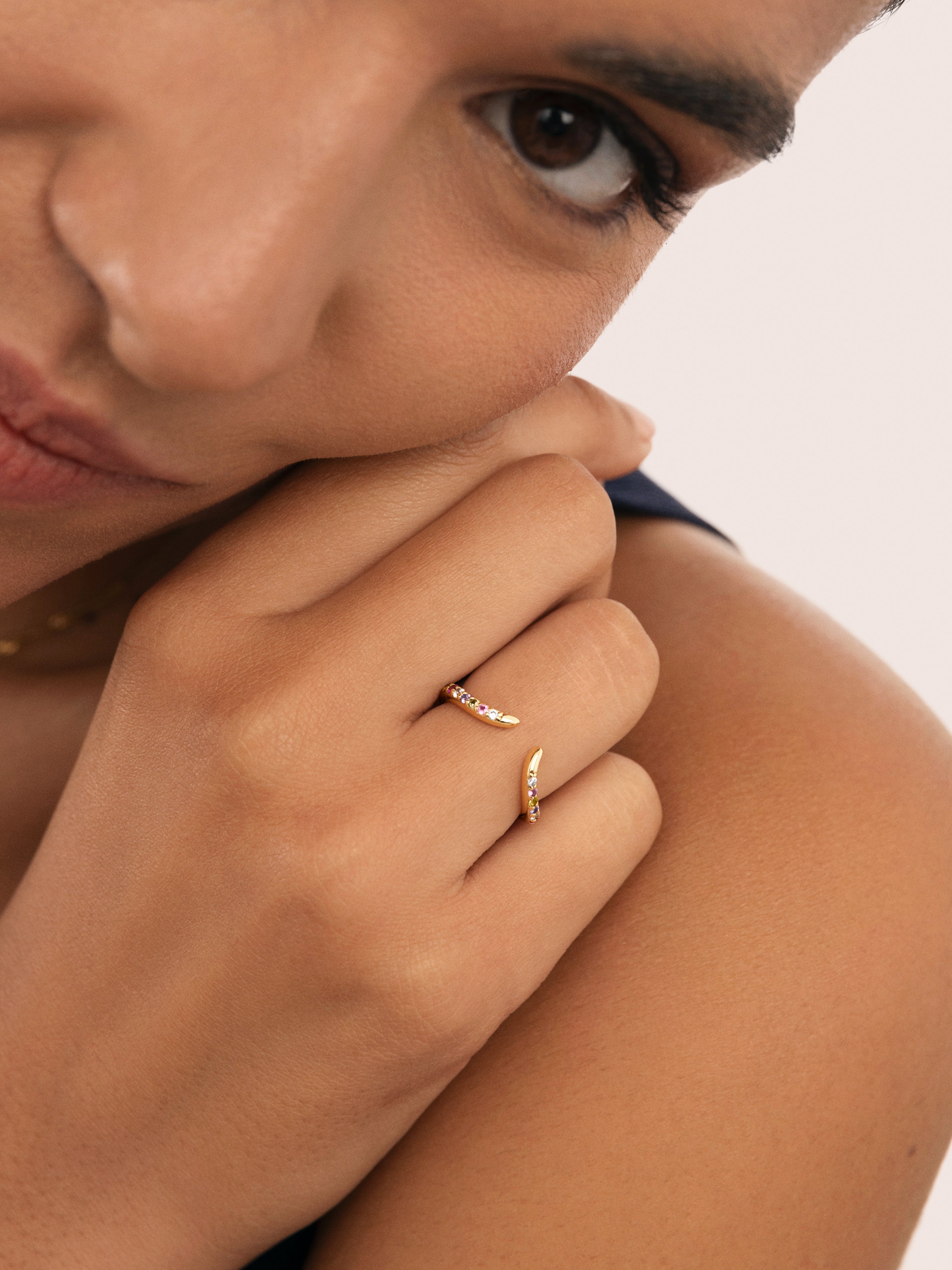 Anillo Peak Scarlett Colors Plata Baño Oro