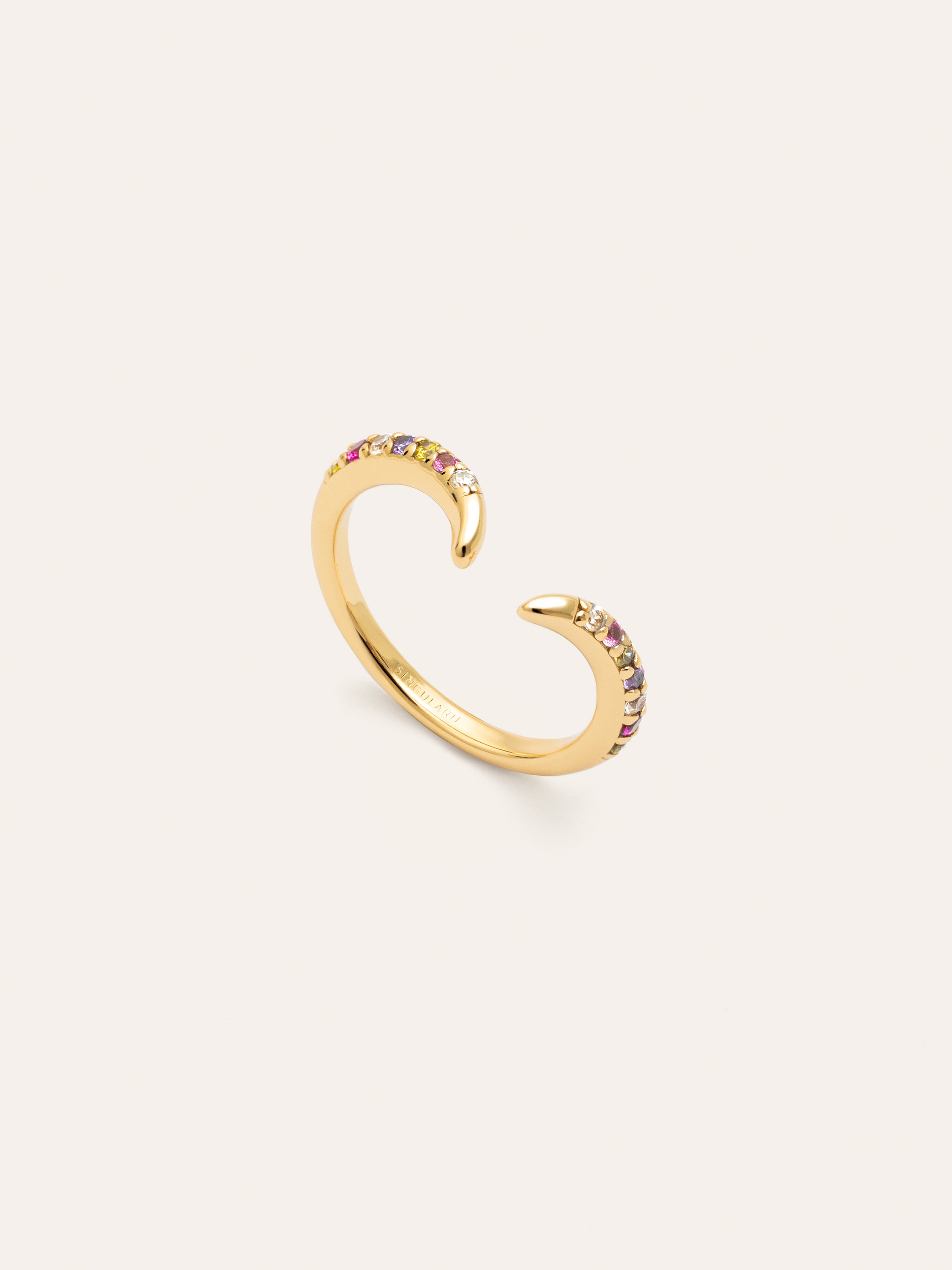 Anillo Peak Scarlett Colors Plata Baño Oro