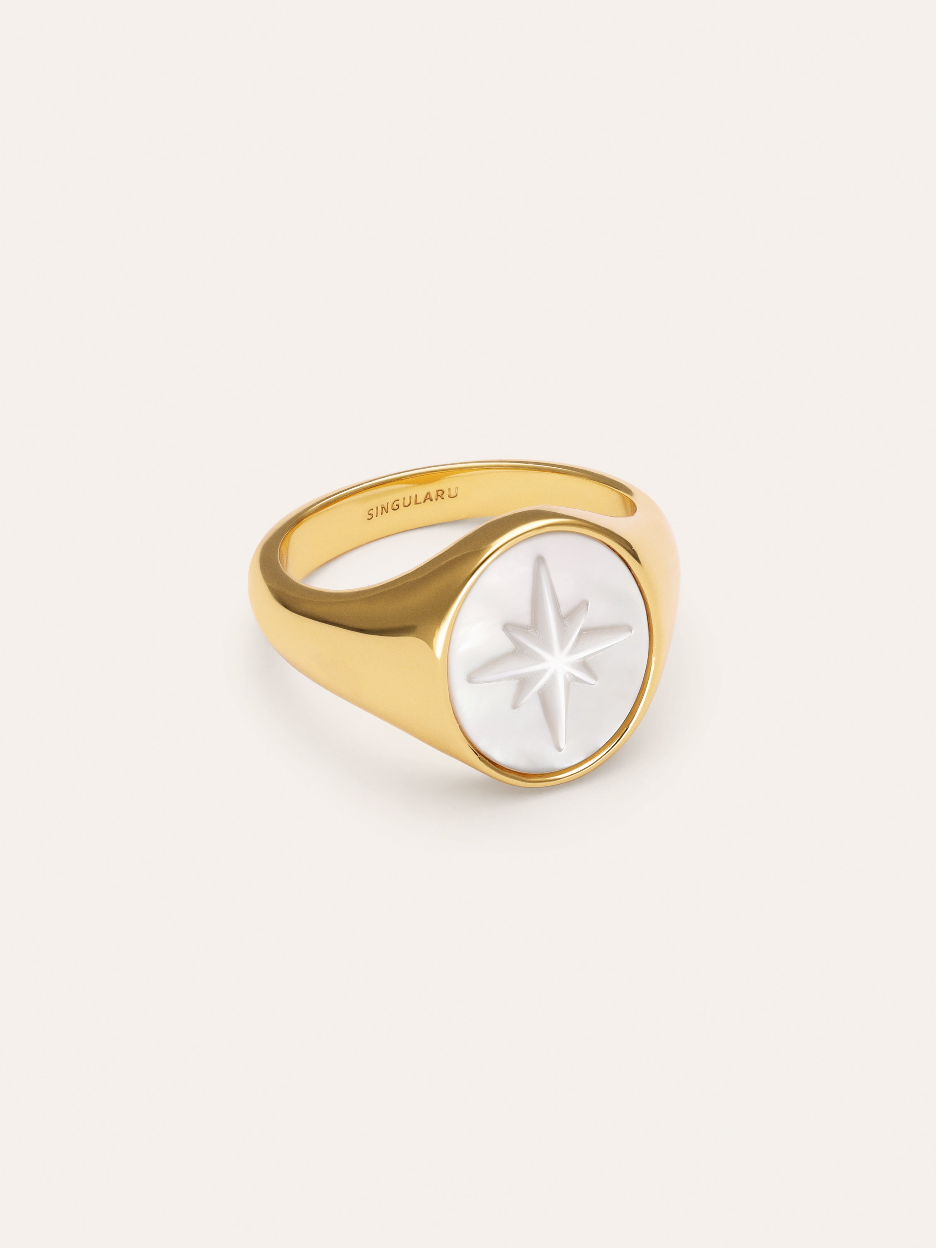 Ring Rosa de Los Vientos Perlmutt Vergoldet
