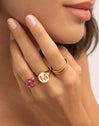 Feiner Scarlett Rosa Ring, vergoldet