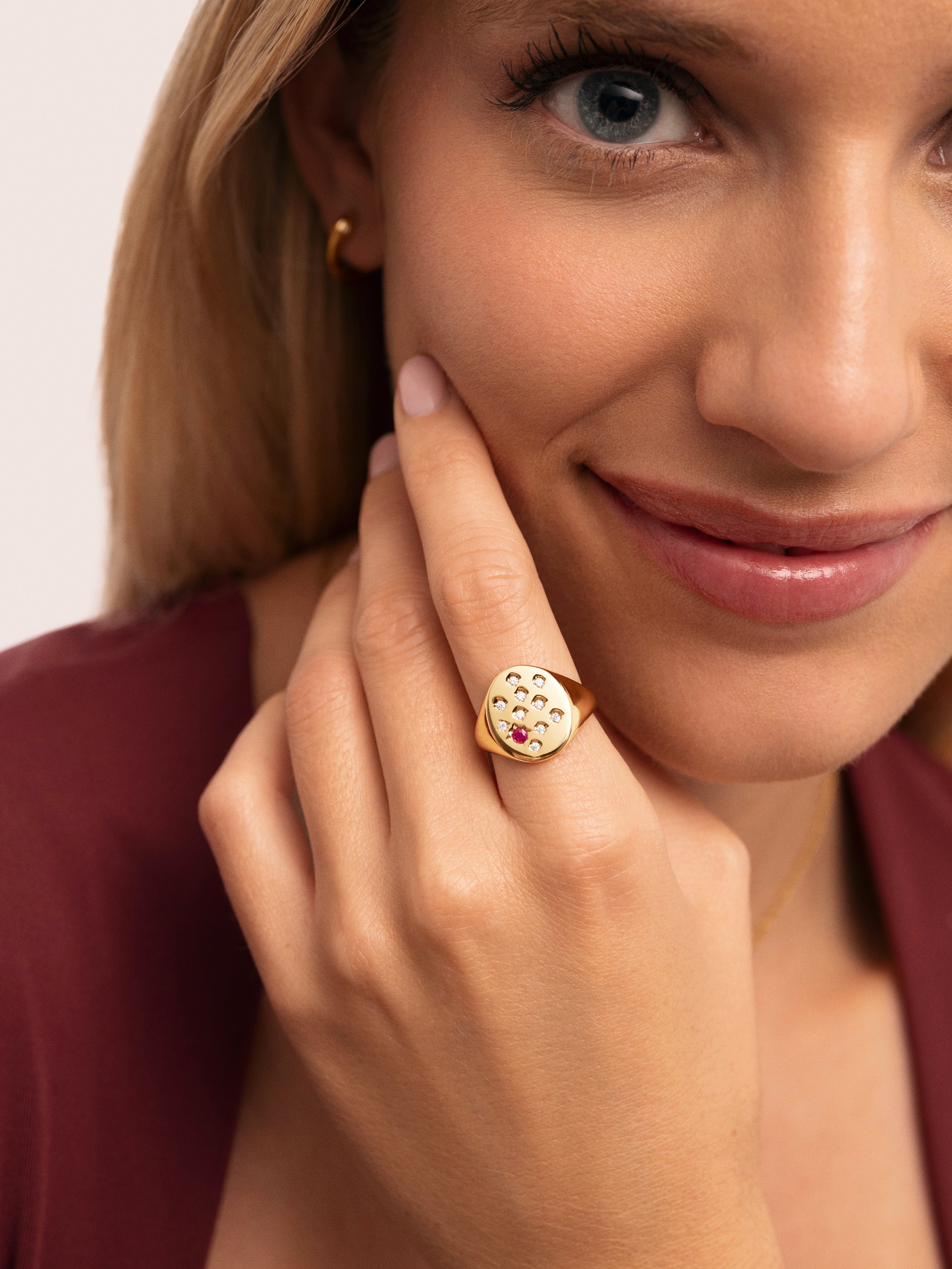 Siegelring Rosa, vergoldet