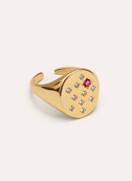 Pink Signet Gold Ring