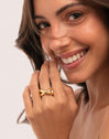 Anillo Single Cross Acero Baño Oro