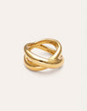 Anillo Single Cross Acero Baño Oro
