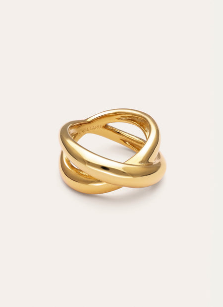 Anello Single Cross Acciaio placcato Oro