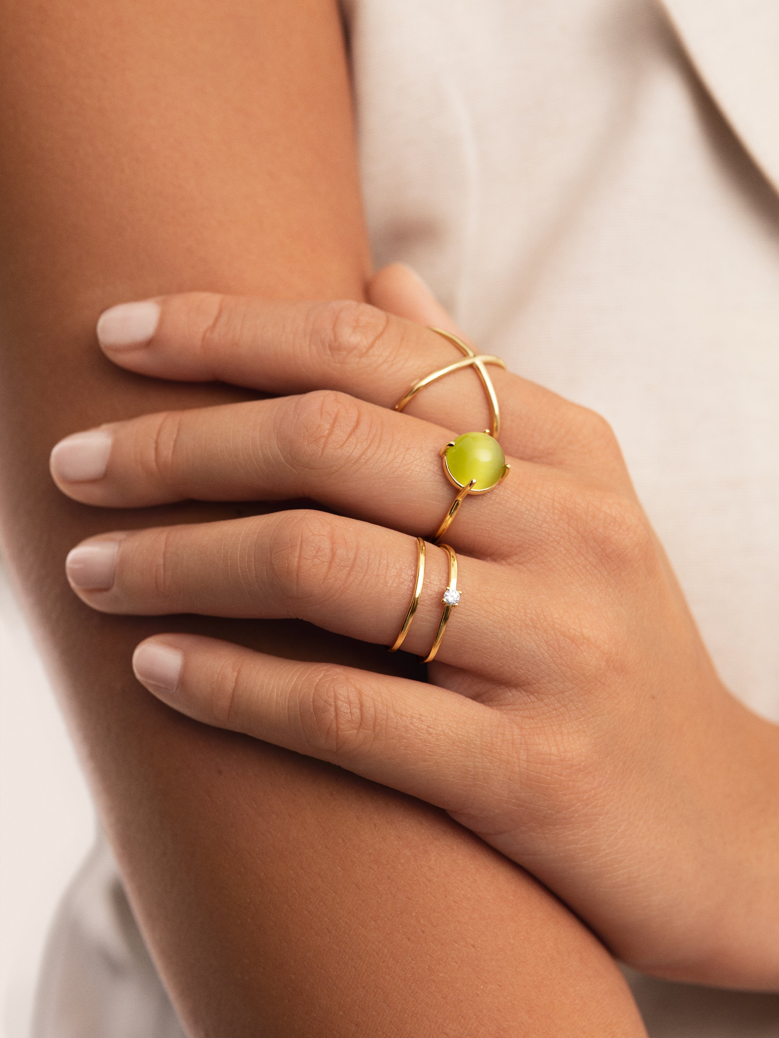 Anillo Spiral Spark Plata Baño Oro