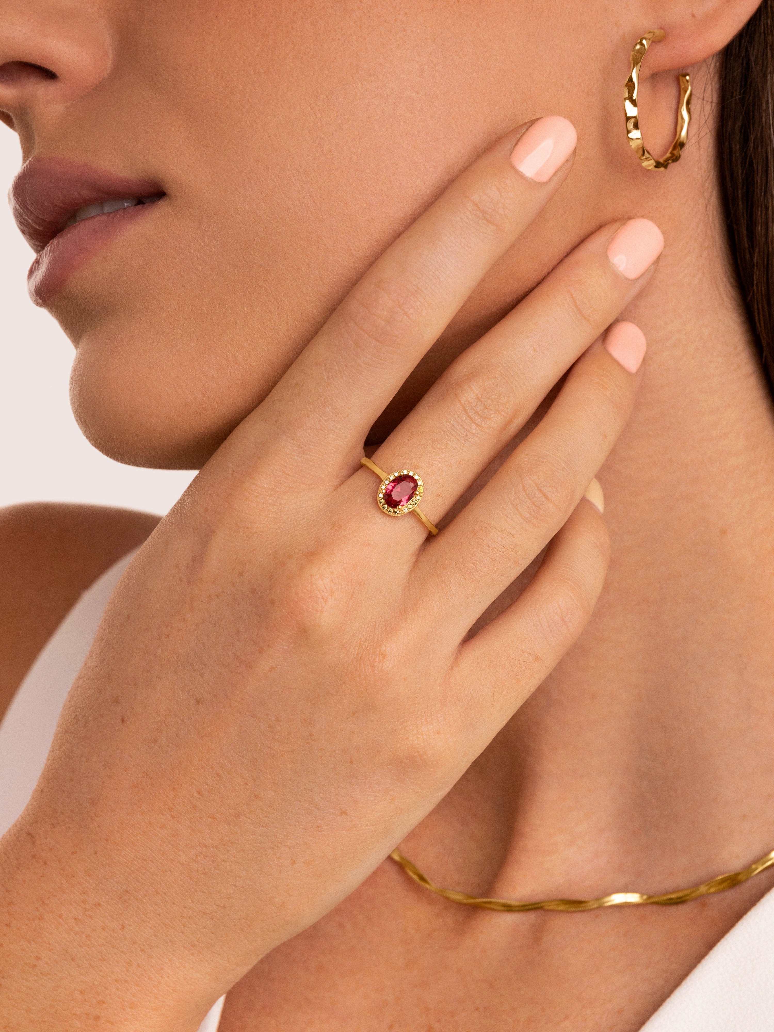 Anillo Strawberry Colors Baño Oro