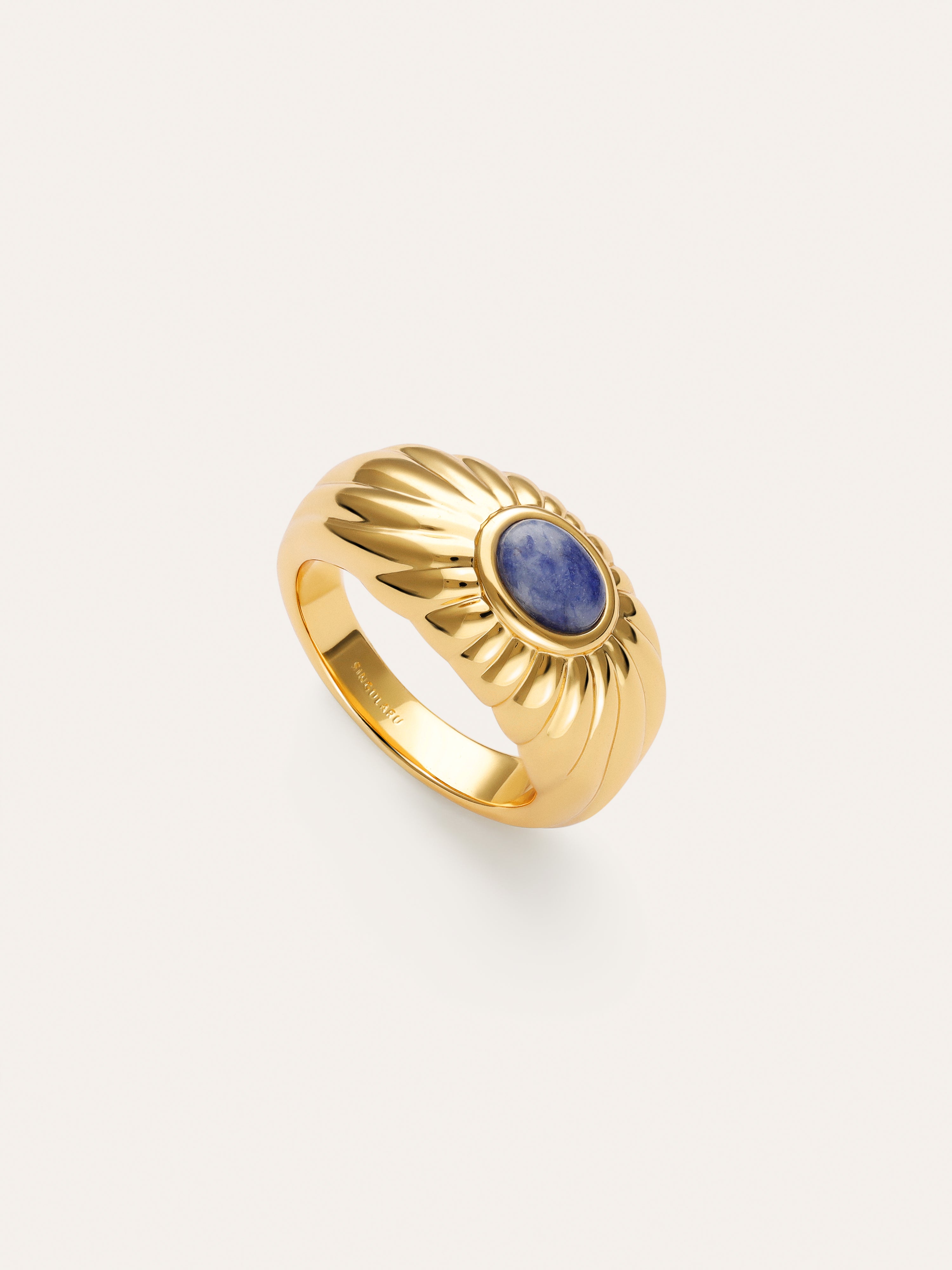 Bague Sunbeam Bleue Plaqué Or