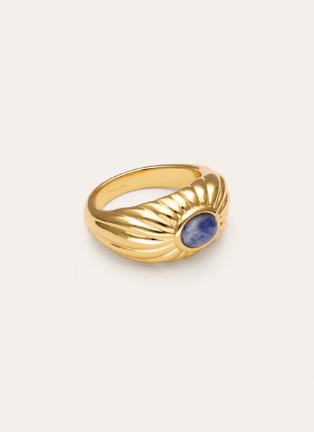 Anillo Sunbeam Azul Baño Oro