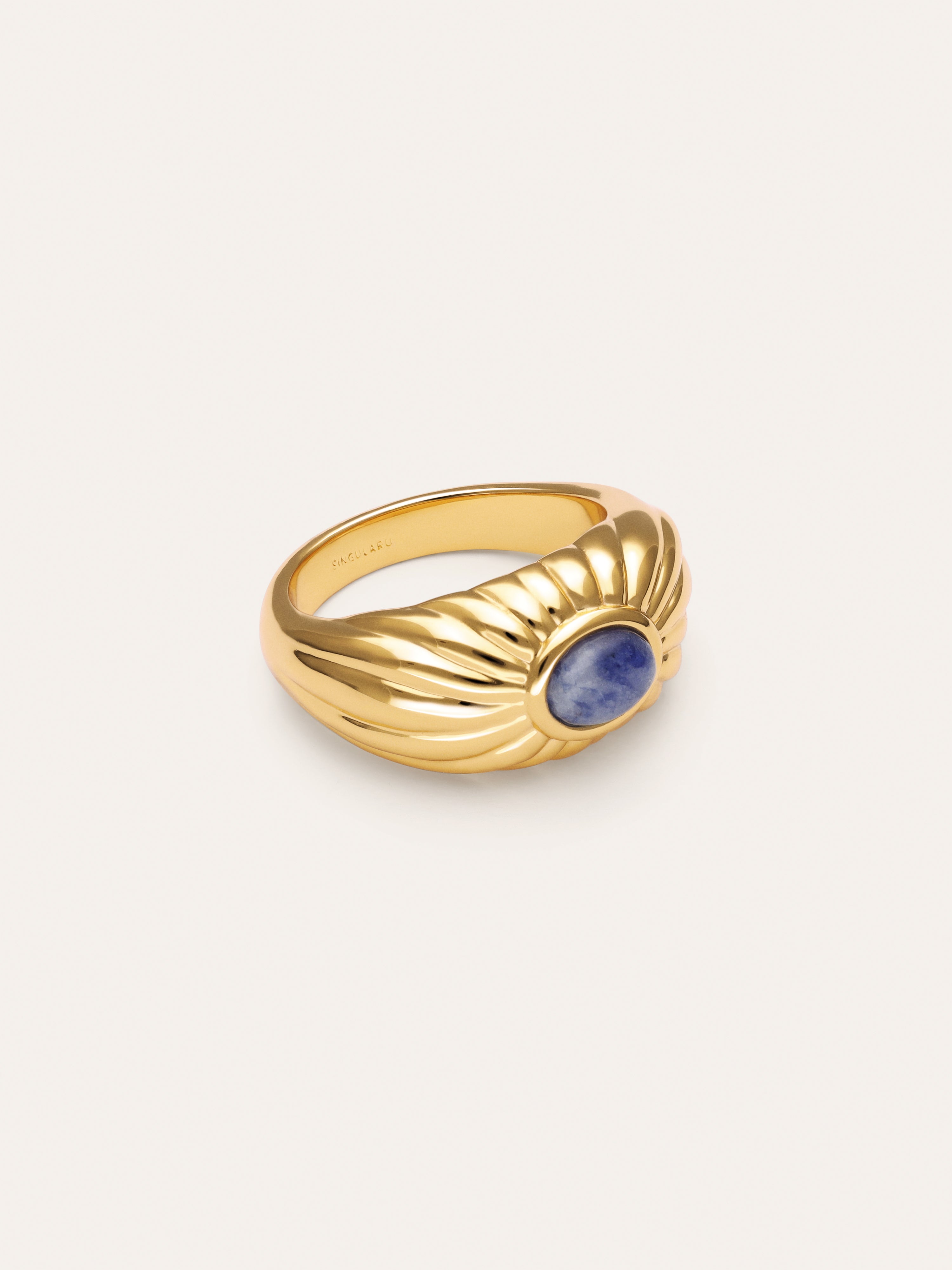Bague Sunbeam Bleue Plaqué Or