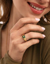 Agate Clover Stone Gold Ring