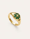 Agate Clover Stone Gold Ring