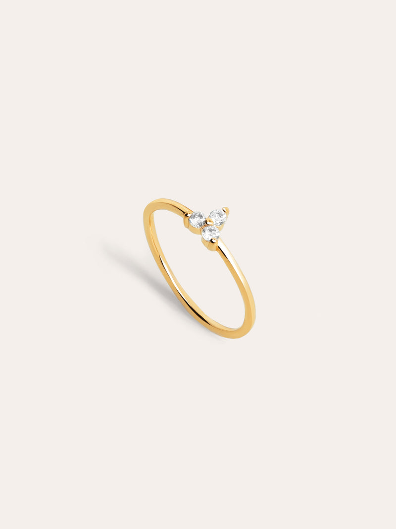 Anillo Trébol Plata Baño Oro