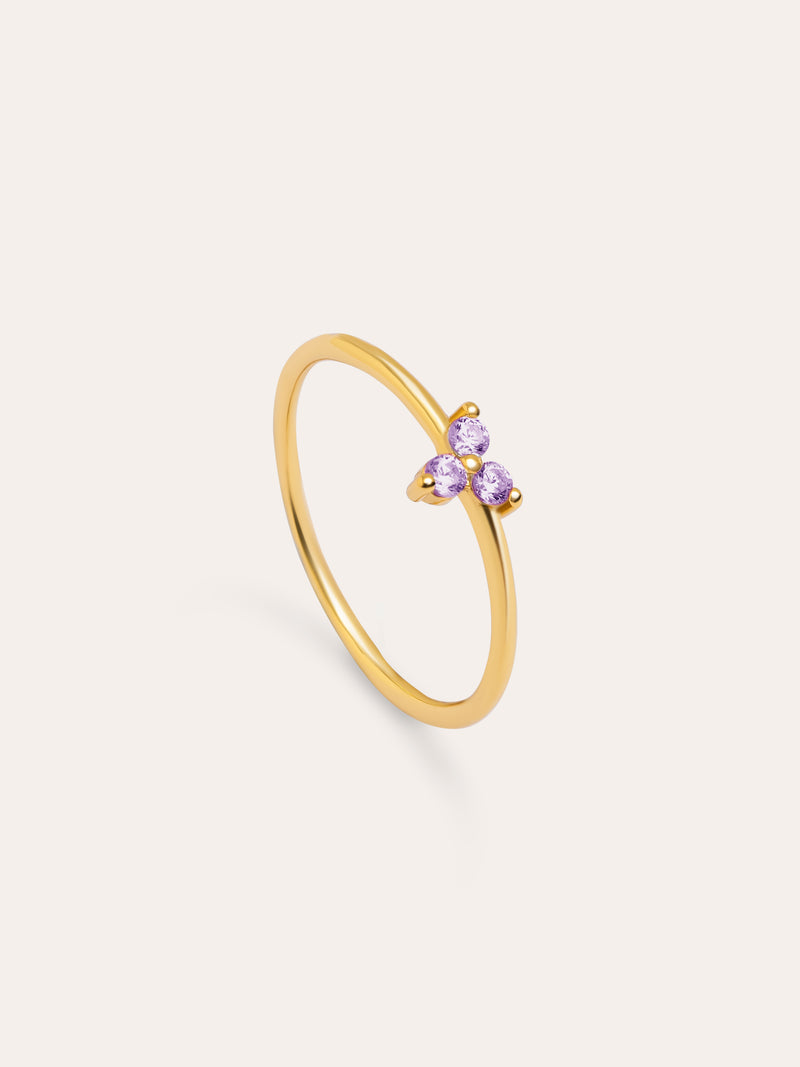 Lavande Clover Ring Gold Plated