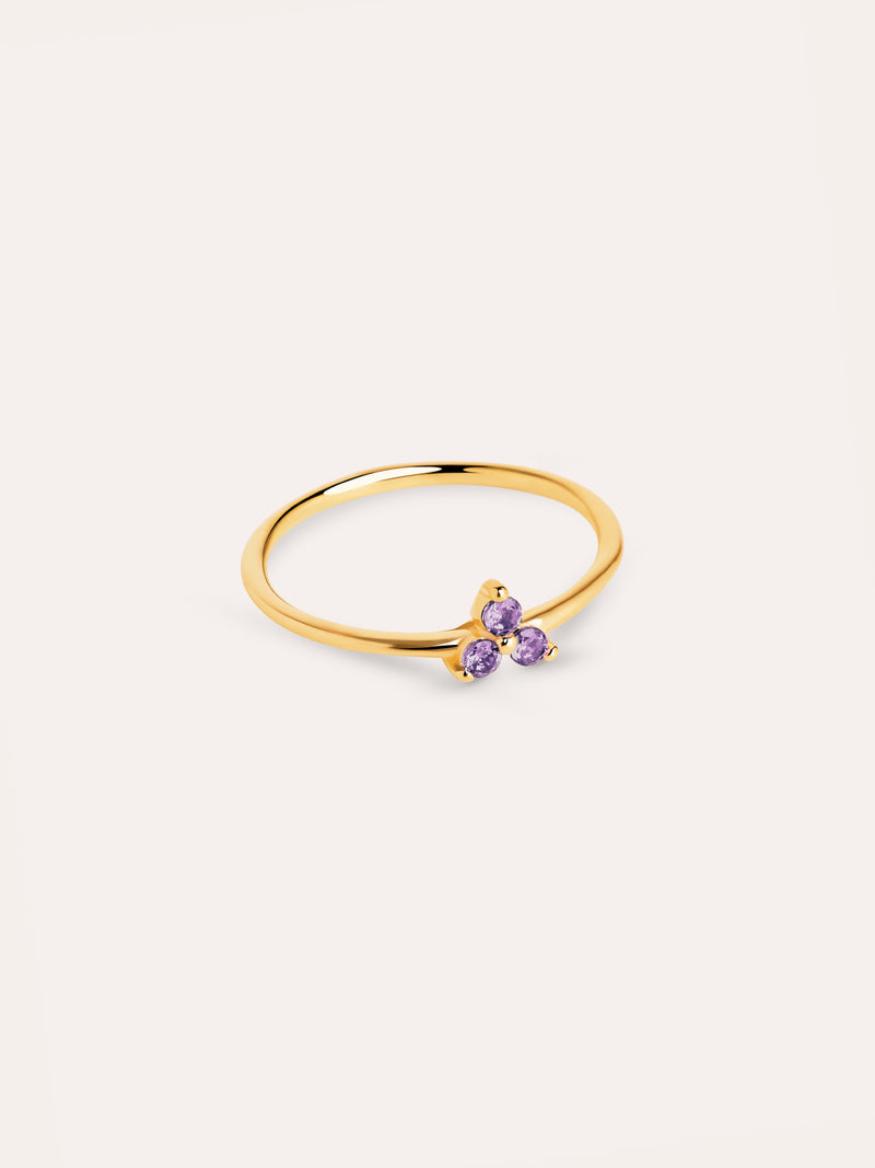 Lavande Clover Ring Gold Plated
