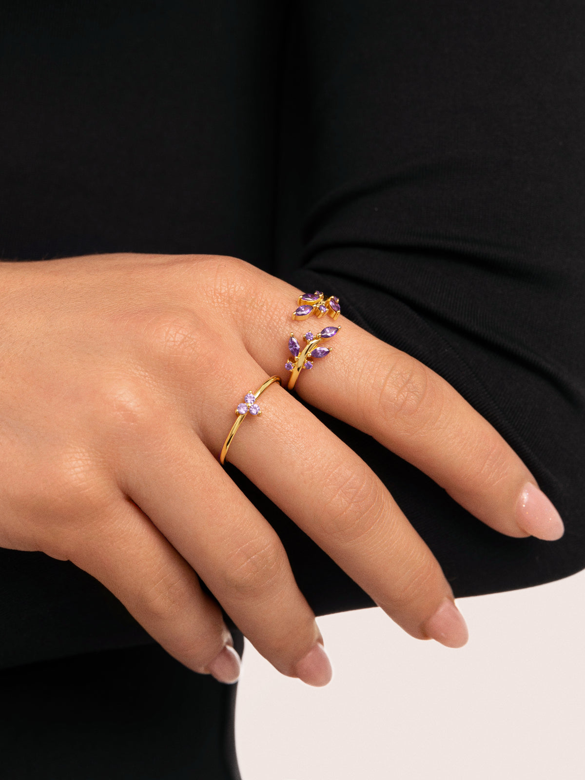 Lavande Clover Ring Gold Plated