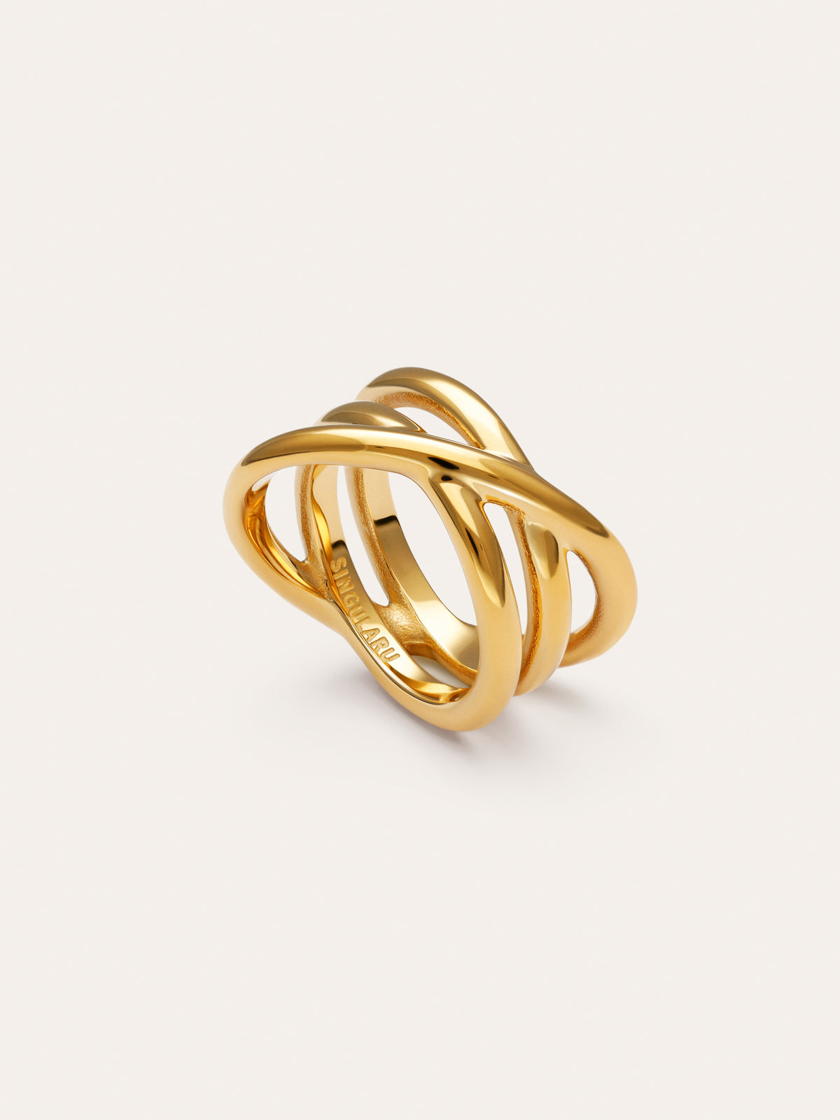 Imagen detalle de Anillo Trinity Acero Baño Oro