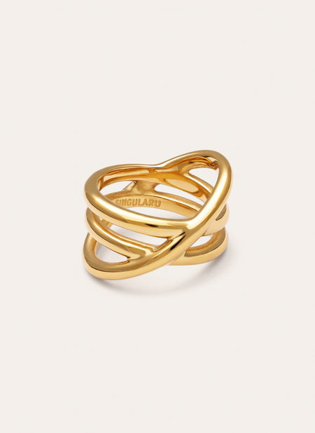 Anillo Trinity Acero Baño Oro