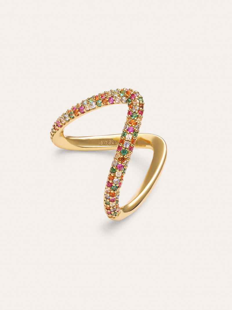 Anillo V Scarlett Dance Baño Oro