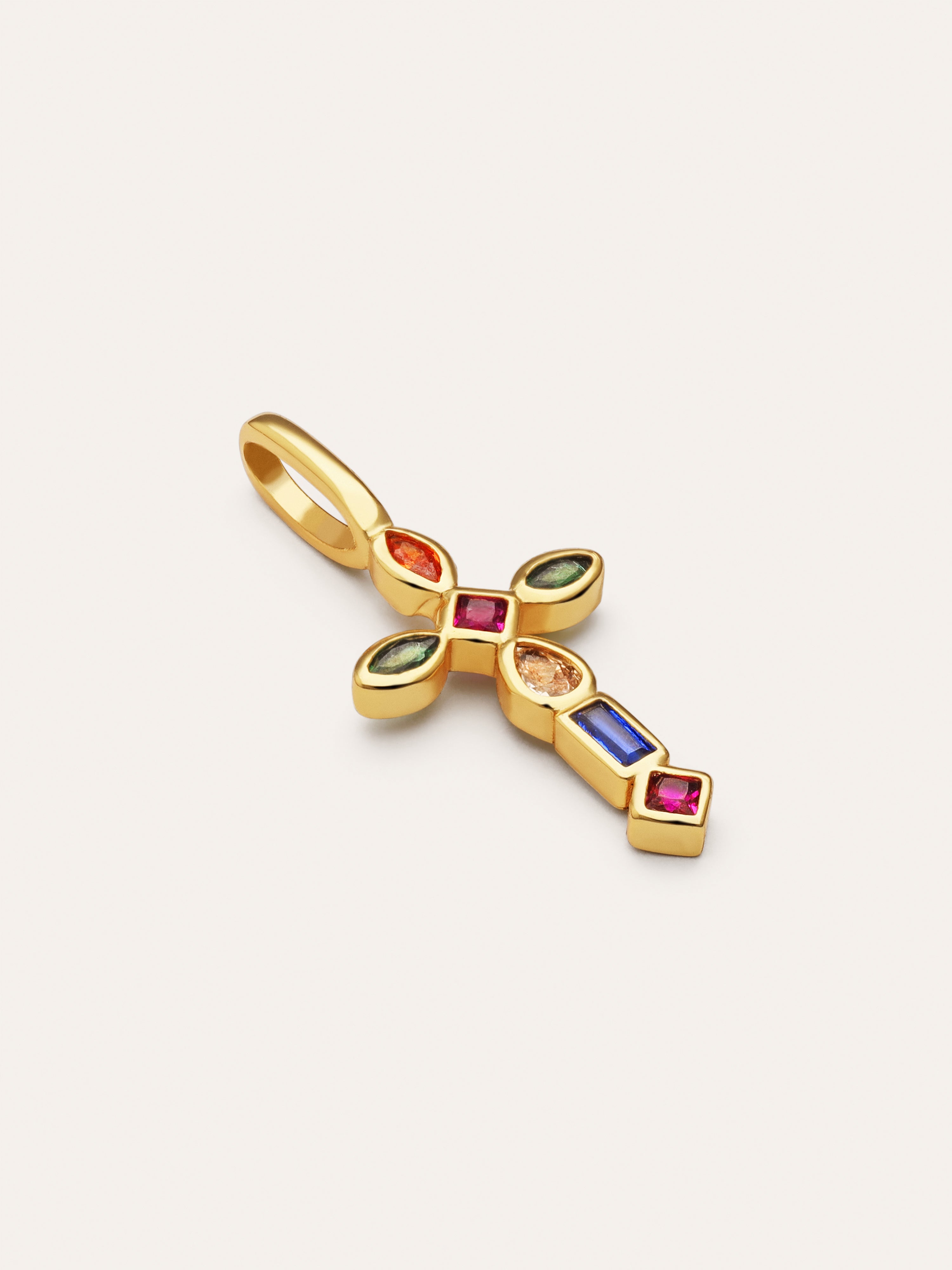 Cross Cascade Gold Charm