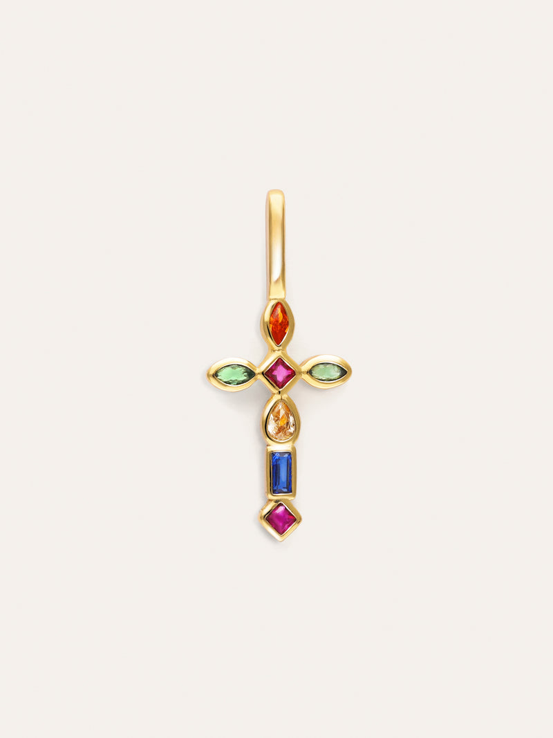 Cross Cascade Gold Charm