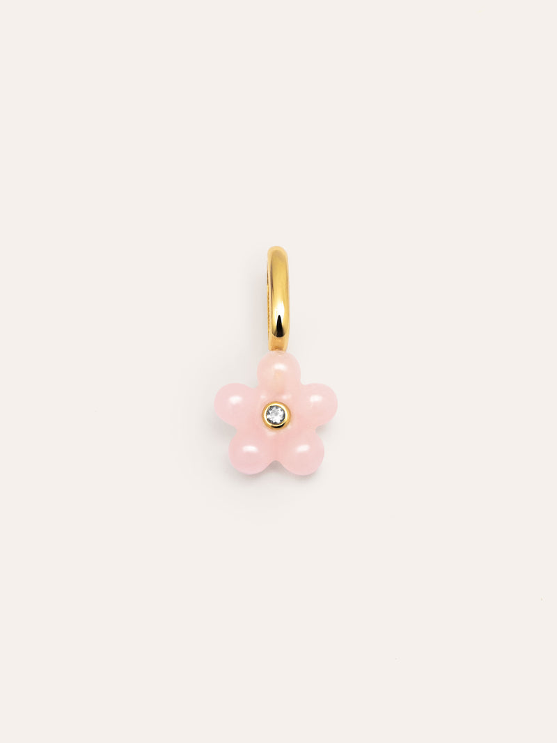 Charm Flower Pink Prata Banho de Ouro