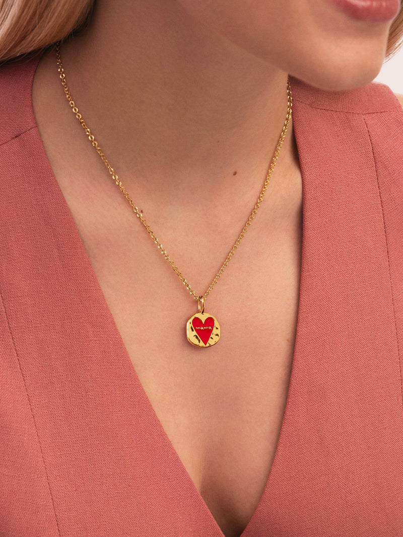 Mamá Lovely Heart Charm, vergoldet
