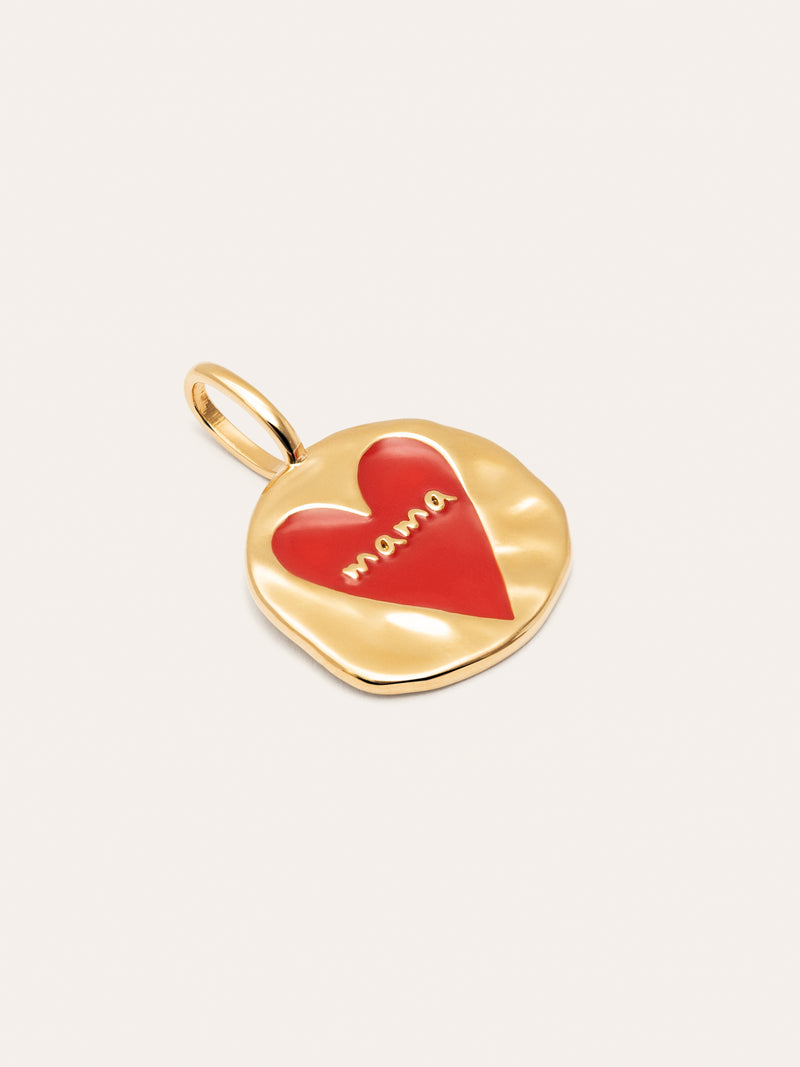Mamá Lovely Heart Charm, vergoldet