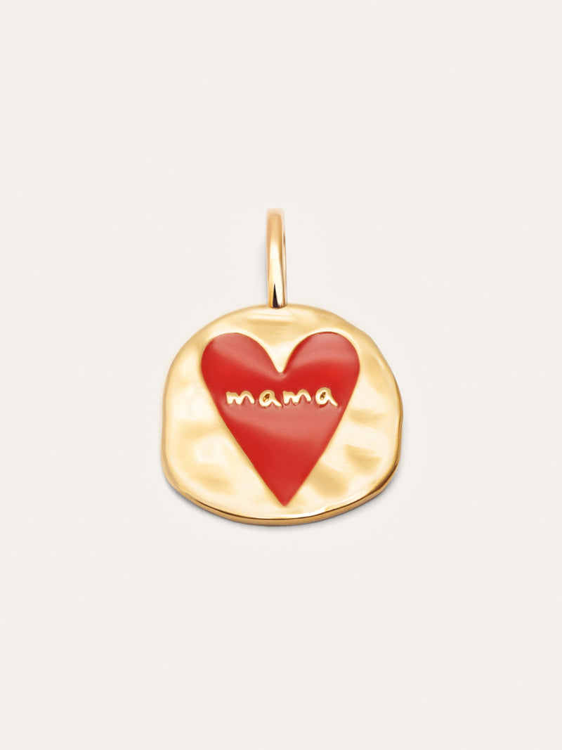 Mamá Lovely Heart Charm, vergoldet