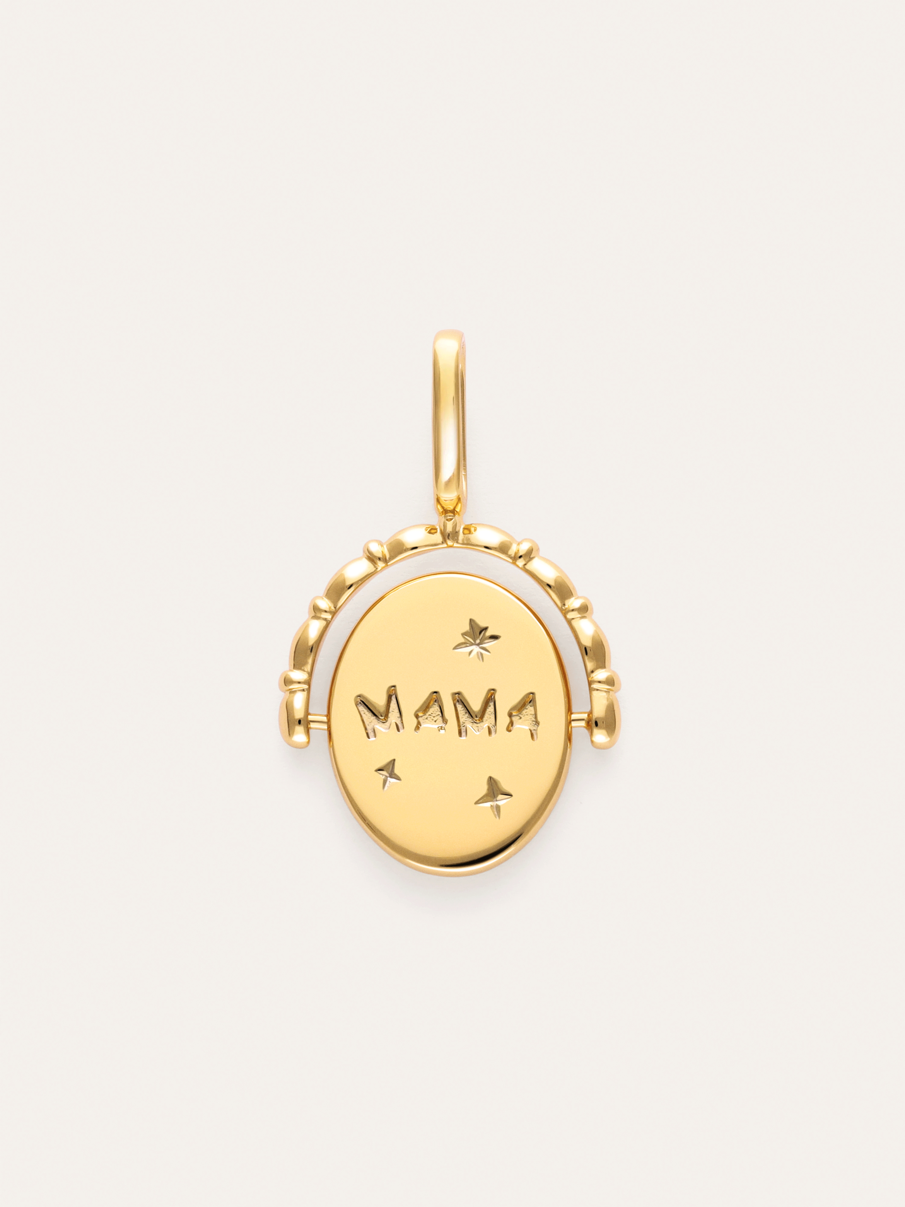 Charm Médaillon Double Maman Lovely Heart Plaqué Or