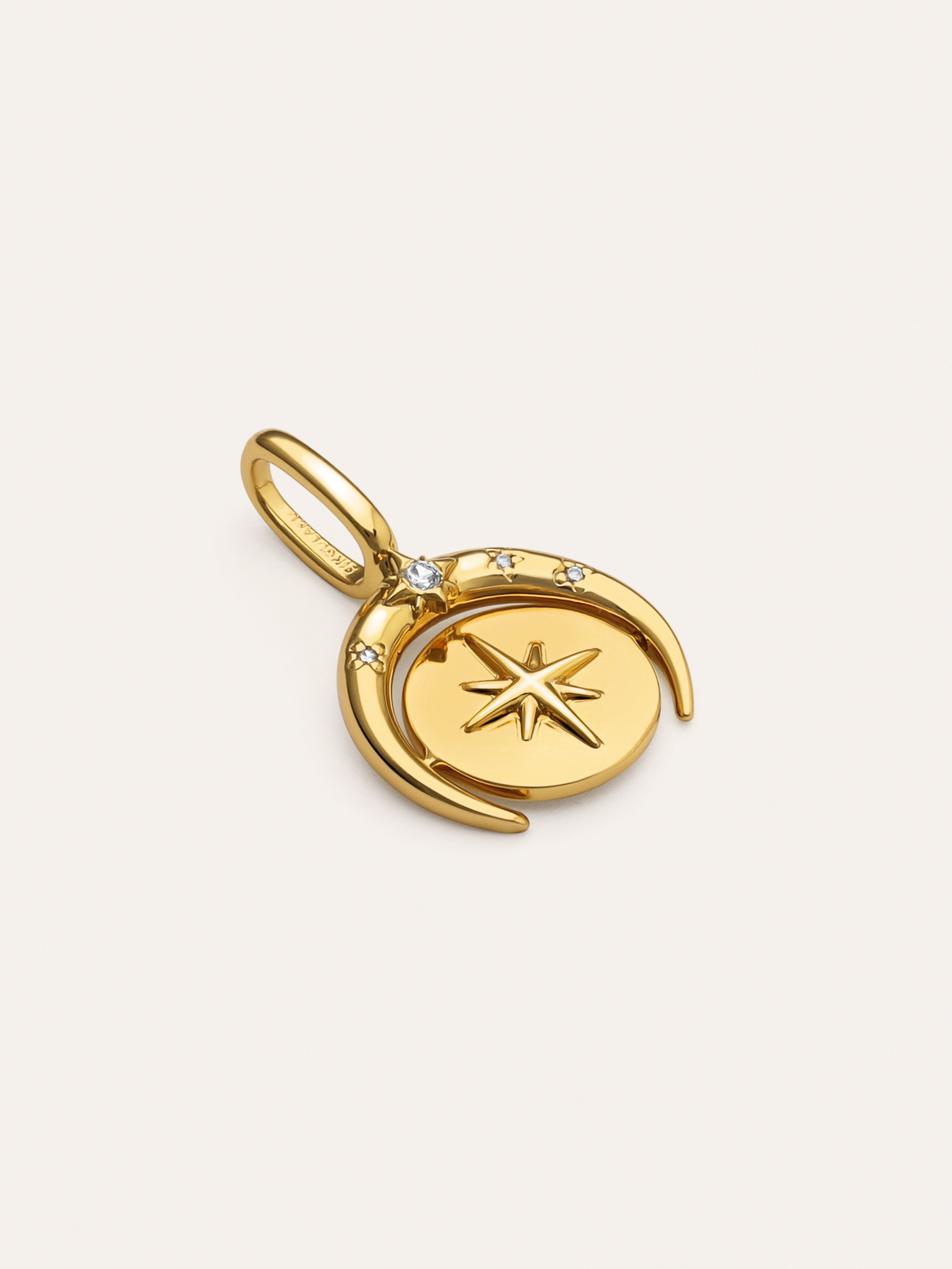 Medallion Moonset Gold Charm