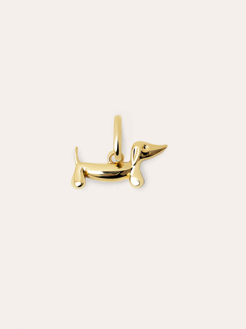 Charm Mini Cão Teckel Enamel Amarelo Banho de Ouro