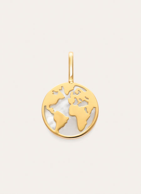 Charm Mundo Nácar Banho de Ouro