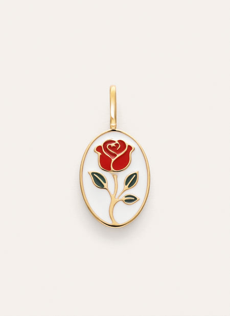 Rose Enamel Charm, vergoldet