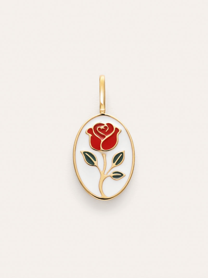 Charm Rosa Enamel Banho de Ouro