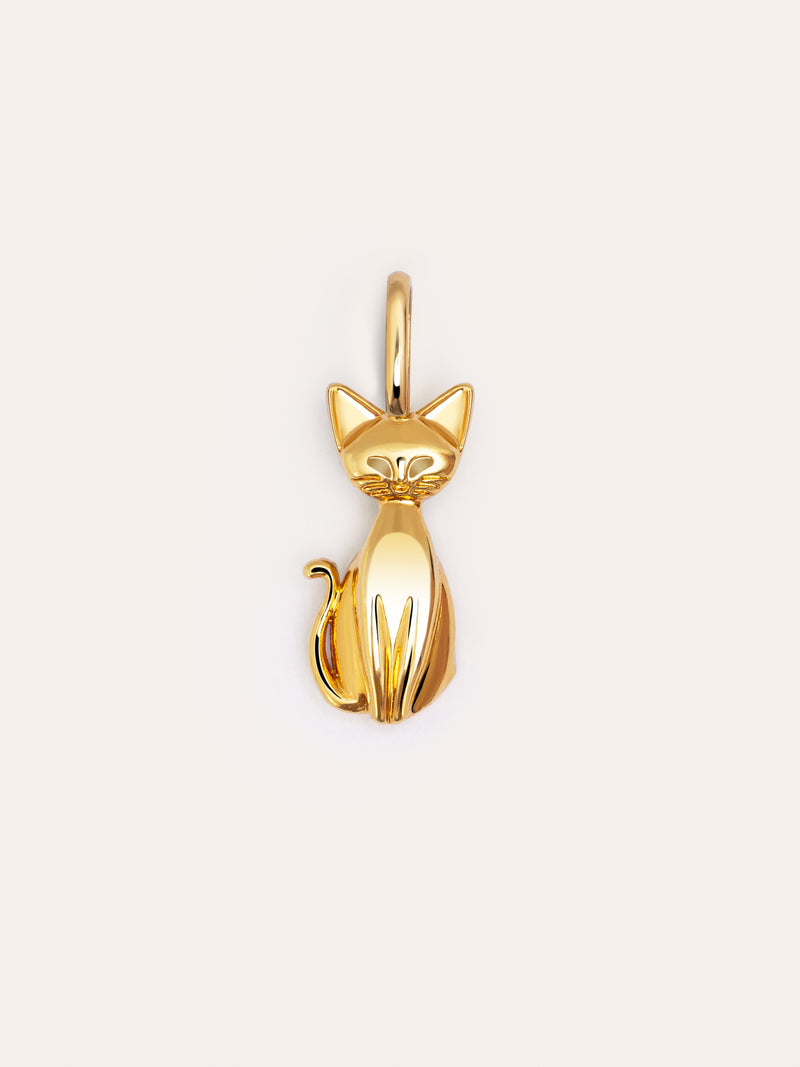 Charm Salem Gato Enamel White Banho de Ouro
