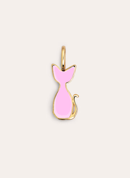 Salem Cat Enamel Pink Gold Charm