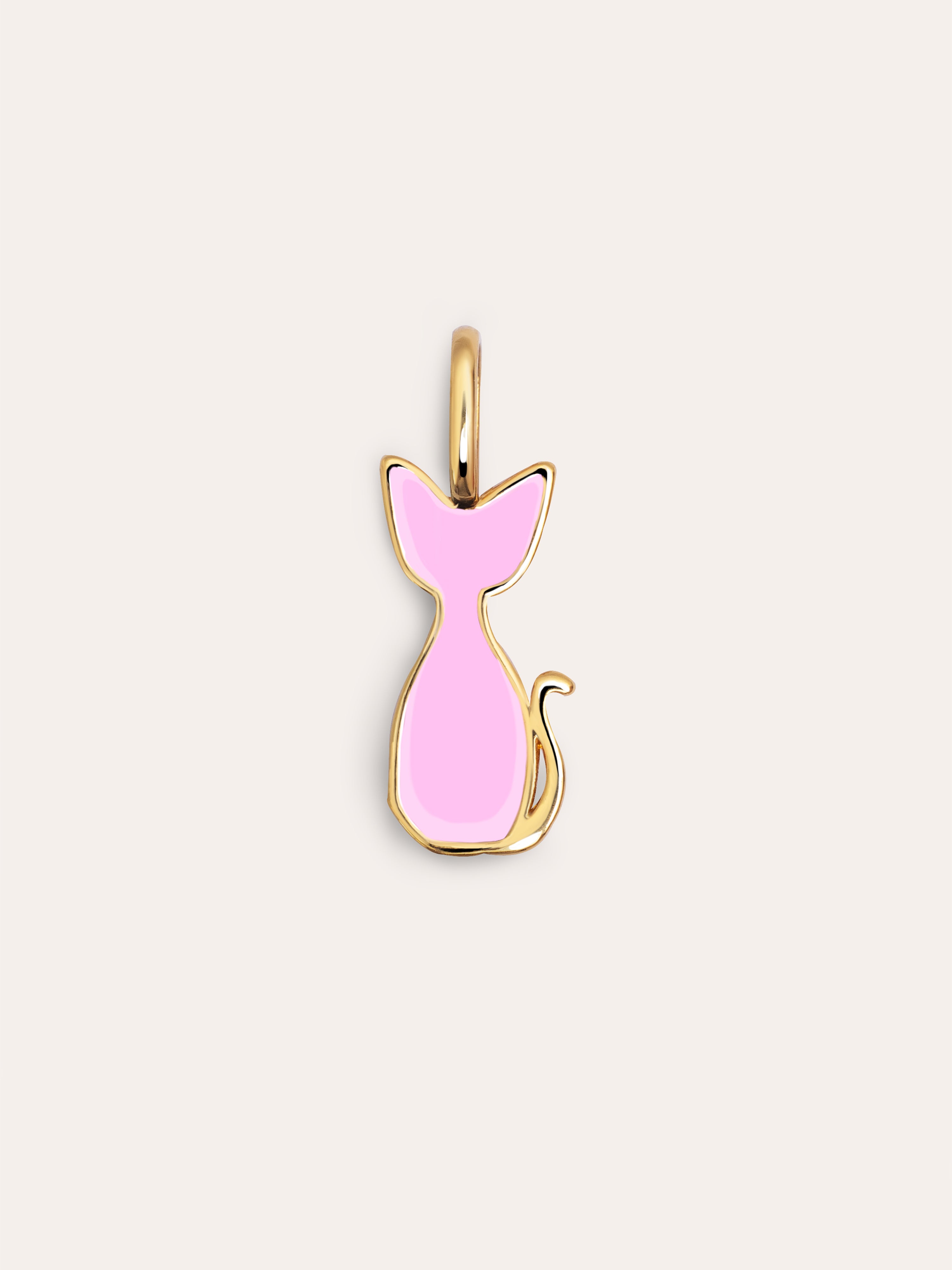 Salem Cat Enamel Pink Gold Charm