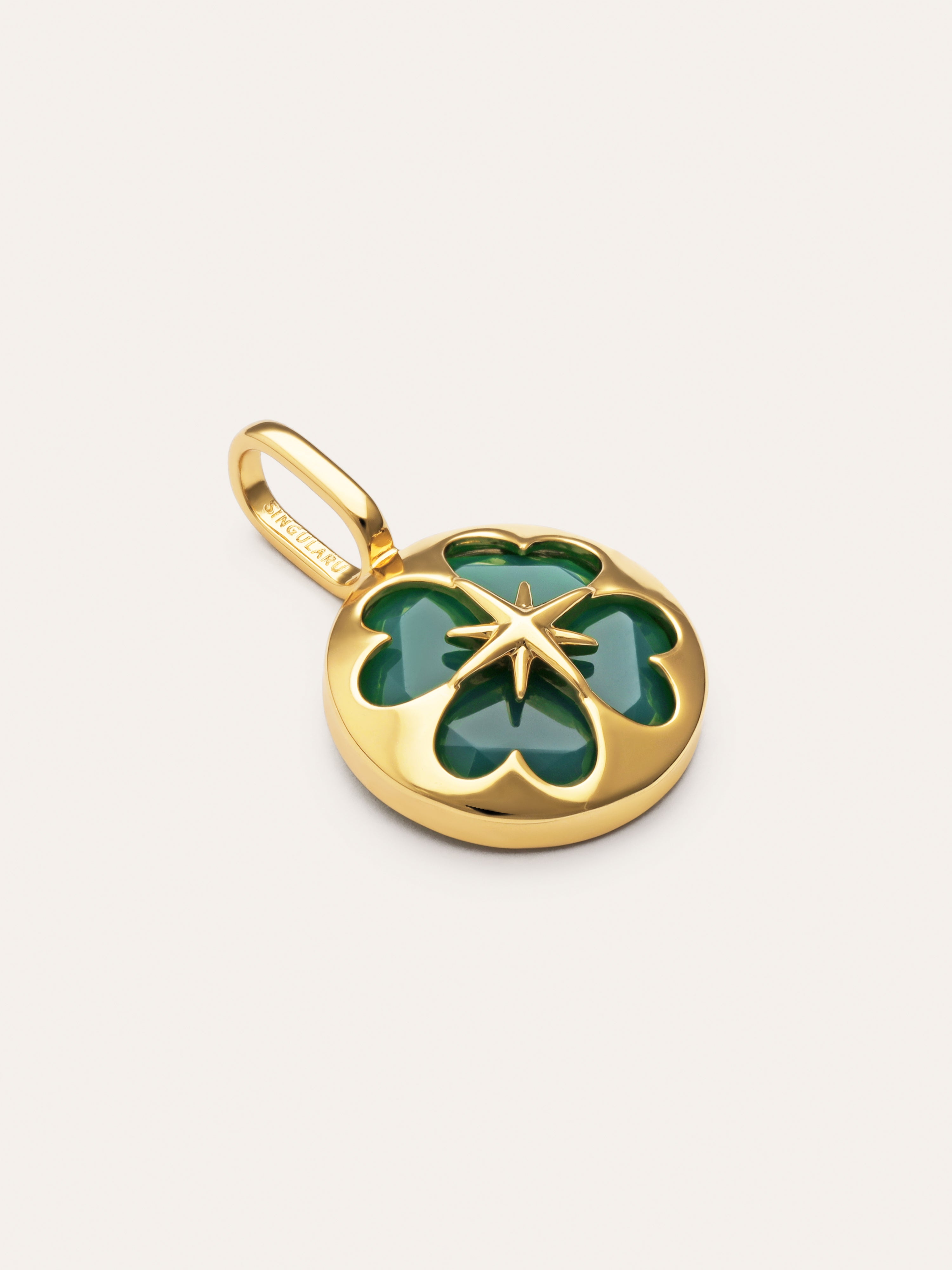 Charm Trébol Ágata Stone Baño Oro – SINGULARU