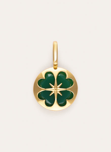 Charm Trébol Ágata Stone Baño Oro
