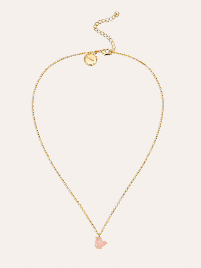 Collar Adorable Heart Pink Baño Oro