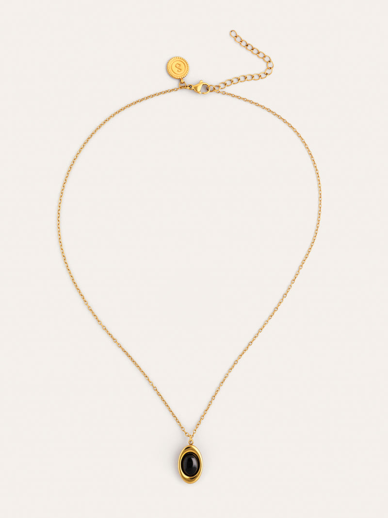 Collar Ágata Stone Acero Baño Oro