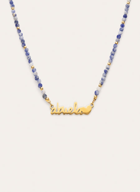 Abuela Heart Cianita Stainless Steel Gold Necklace