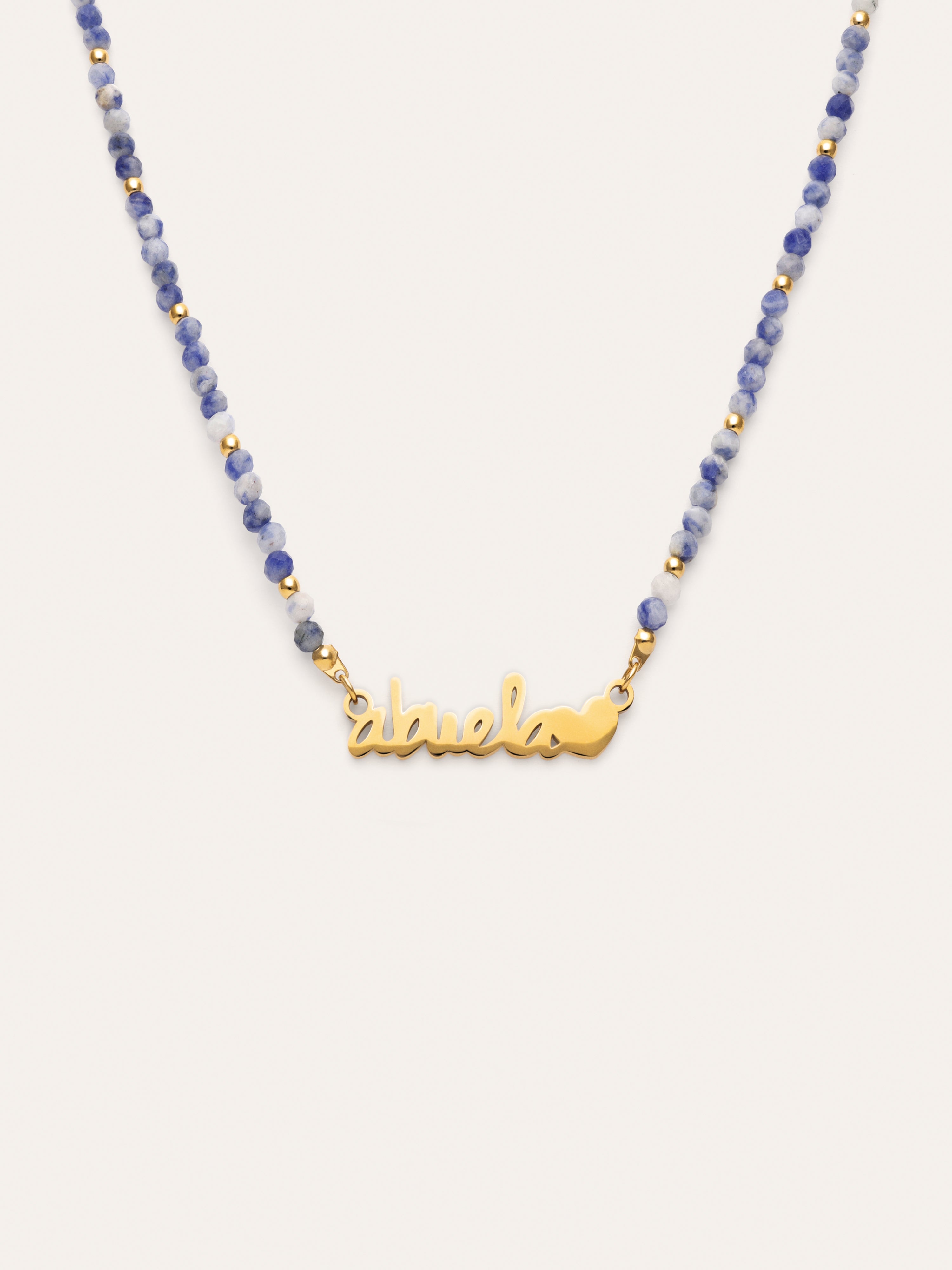 Collar Abuela Heart Cianita Acero Baño Oro