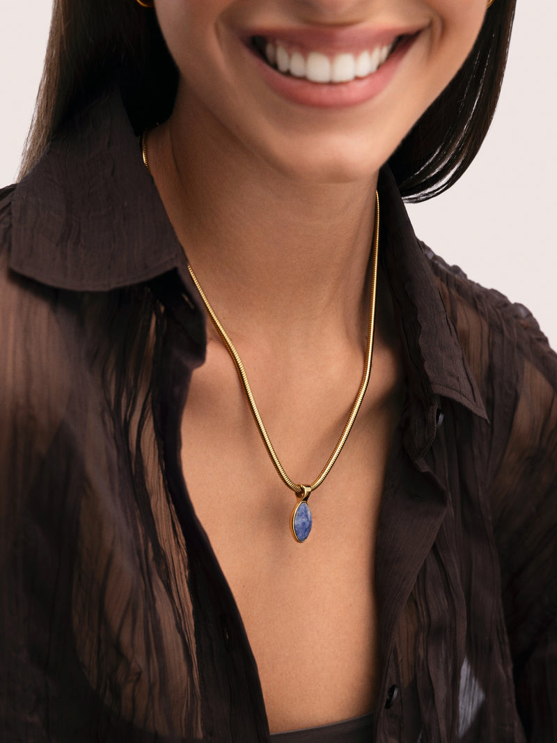 Alma Kyanite Steel Gold-Plated Necklace