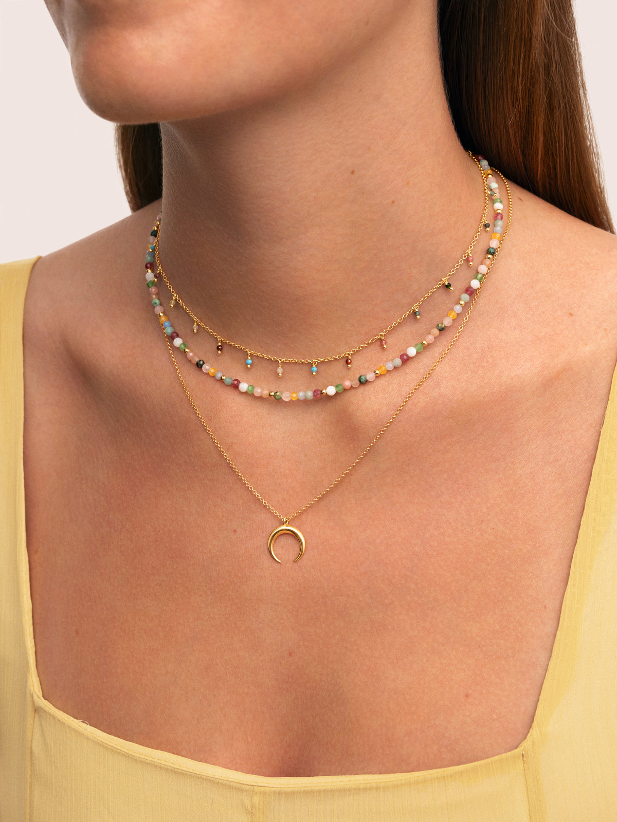 Collar Moonset Acero Baño Oro - vista 4